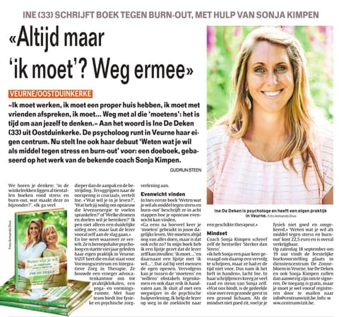 Krantenartikel over Ine De Deken
